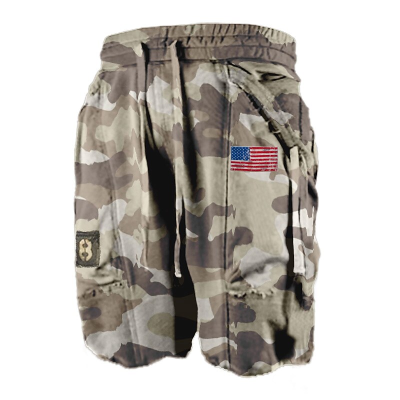Men's Casual Camouflage Pocket Elastic Waist Short