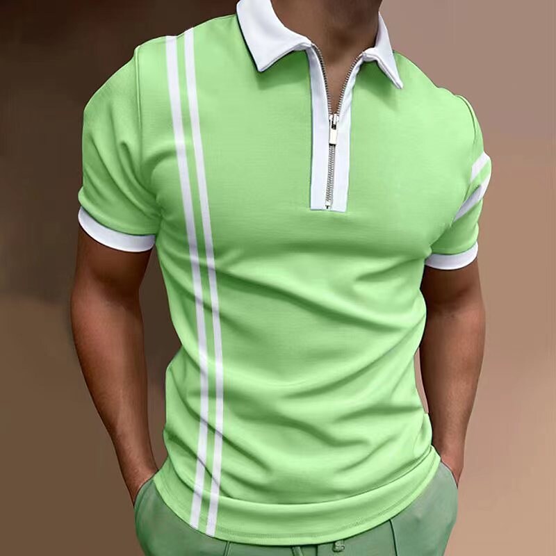 Men's Striped Short Sleeve Polo Tshirt