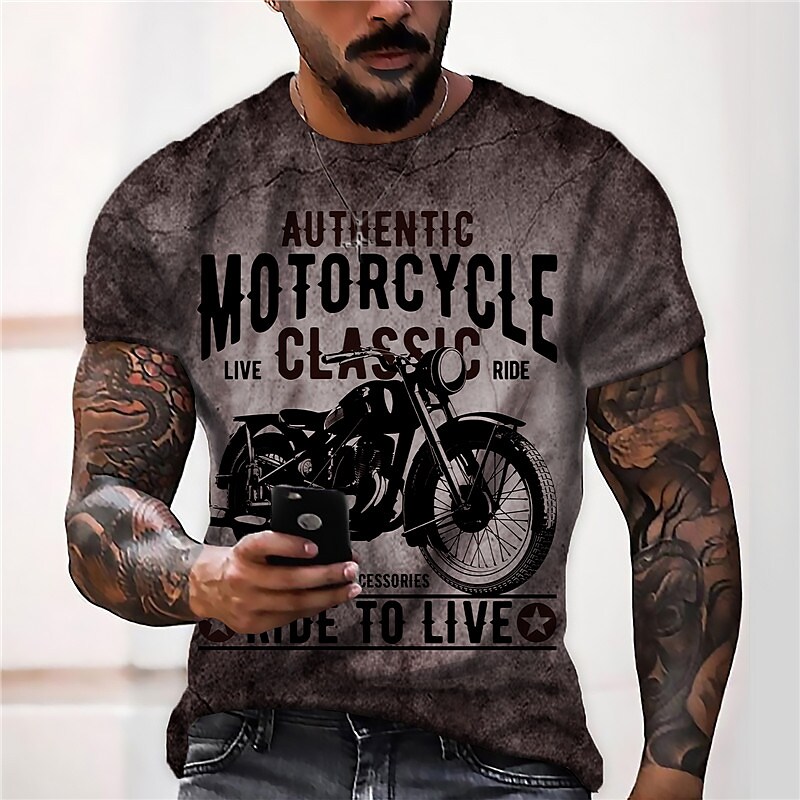 Men's 3D Print Graphic Prints Motorcycle T shirt 