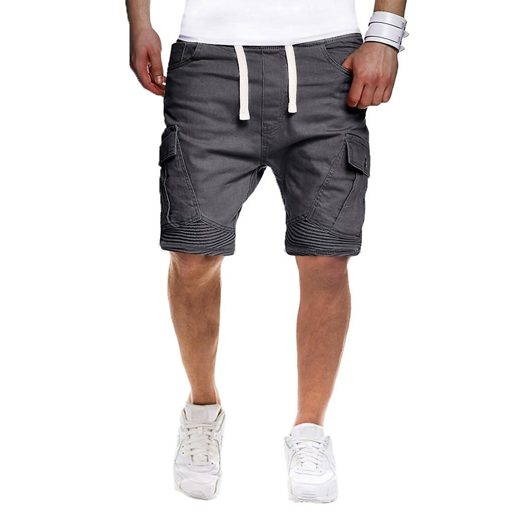 Men’s Patch Pocket Micro-elastic Casual Shorts