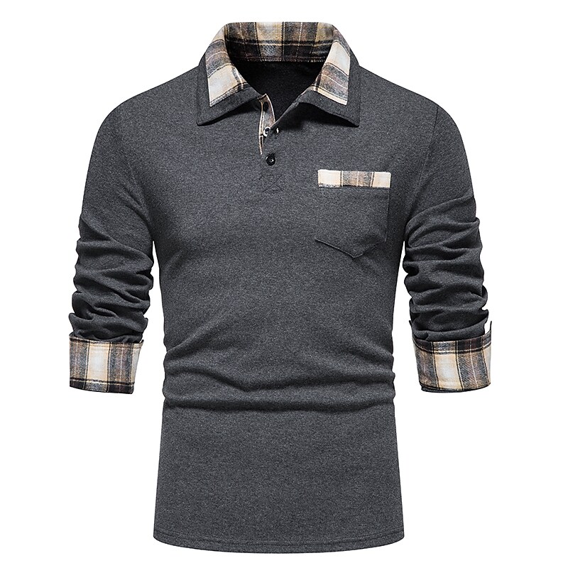 Men's Golf Shirt Other Prints Patchwork Button Down Collar 