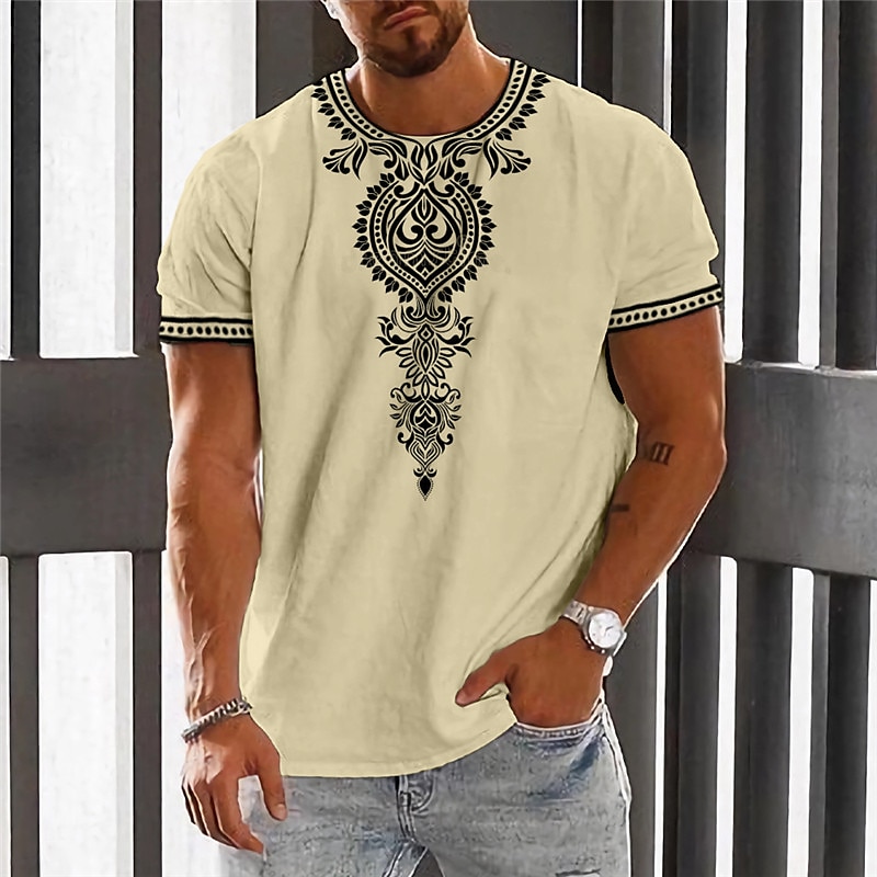 Men's Graphic Tribal Crew Neck 3D Print Short Sleeve Vintage T-shirt