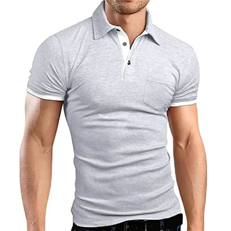 Men's Golf Shirt Solid Color Turndown Casual Daily Button-Down
