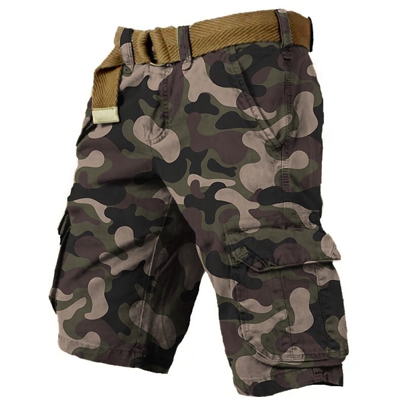 Men's Hiking Multi Pocket Camouflage Wearable Knee Length Cargo Shorts