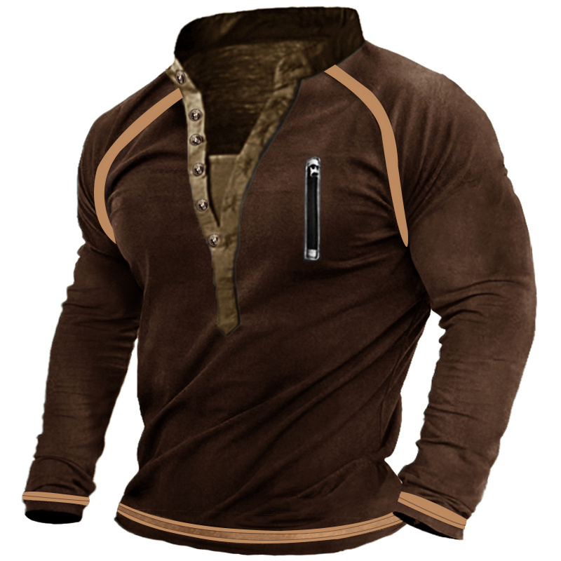 Printrendy Men's Sweatshirt Pullover Solid Color Raglan Sleeves Zipper Casual Sweatshirts