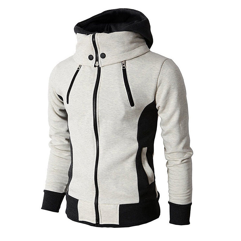 Printrendy Men's High Collar Two Tone High Collar Windproof Hoodie