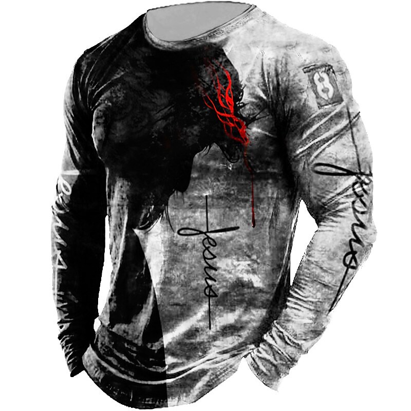 Men's 3D Print Graphic Prints Animal Crew Neck Long Sleeve T-shirt