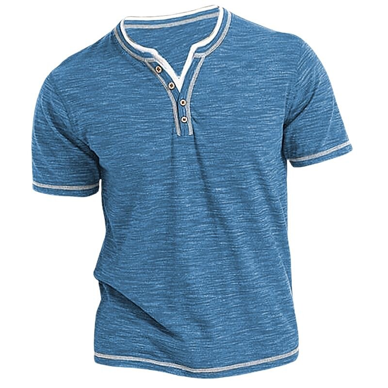 Men's Henley Top Plain Street Vacation Short Sleeves Basic T-shirt