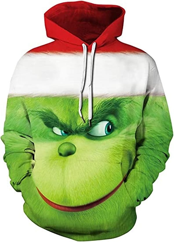 Printrendy Men's 3D Print Cartoon Christmas Pullover Hoodie Sweatshirt