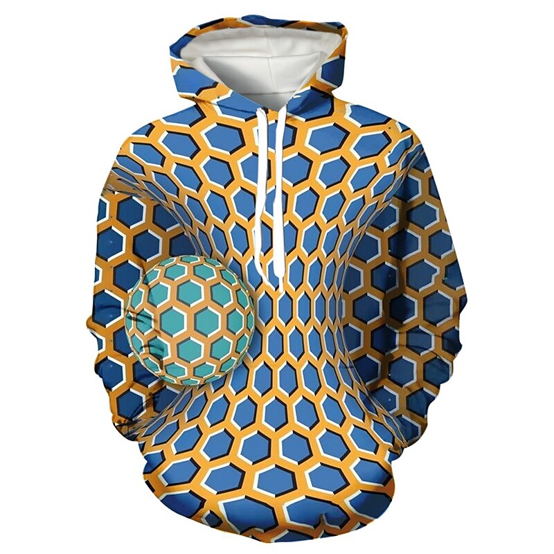 Printrendy Men's 3D Vision Print Geometric Graphic Prints Pullover Hoodie Sweatshirt