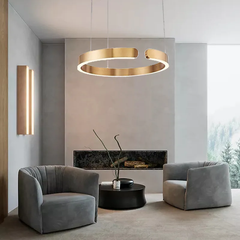 60 cm Circle Design Pendant Light LED Gold Metal Electroplated Modern 110-120V 220-240V