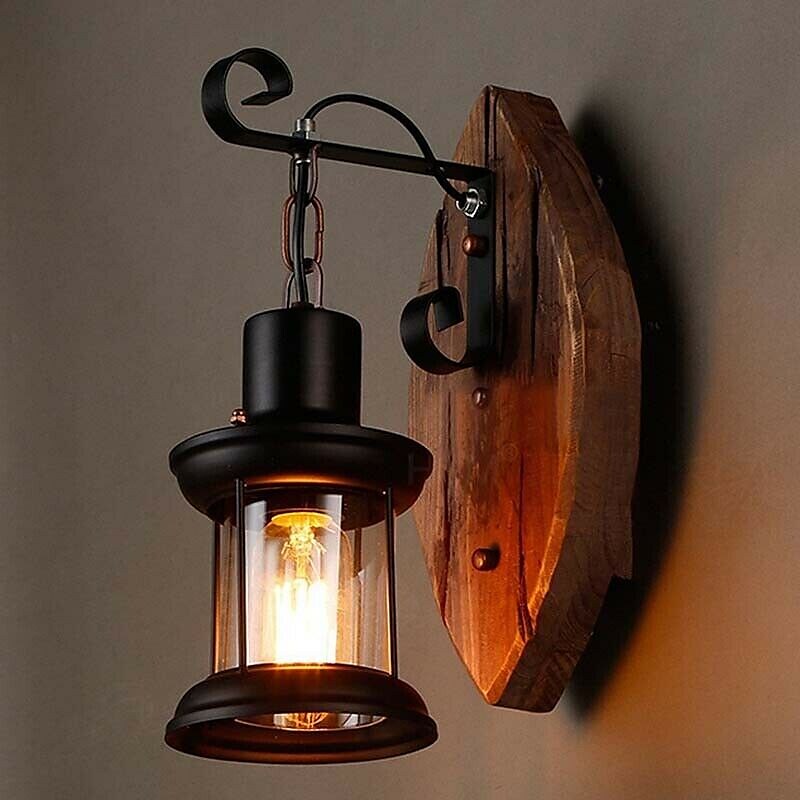 Wall Lamp Retro Vintage Rustic Nordic Glass Wall Scone 40W for Bedroom Bedside Industrial Wall Light Fixtures Bedroom Aisle Staircase Lamps