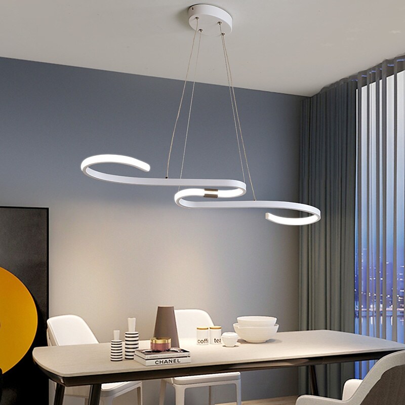86cm LED Modern Pendant Light Fitting Island Ceiling Lighting Indoor Design Lamp Dining Table Chandelier Metal and Acrylic White Hanging Light Fixture for Living Room, Musical symbols