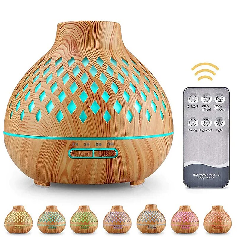 LED Air Humidifier Essential Oil Diffuser 400ml Remote Control Ultrasonic Cold Fog Machine Atomizer with 7 Color LED Light 100-240V US EU Plug Aroma Diffuser