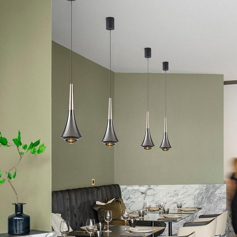 8.5 cm Single Design Pendant Light LED Island Light Aluminum Black Nordic Style Bedside Dining Room Bedroom Bar 220-240V