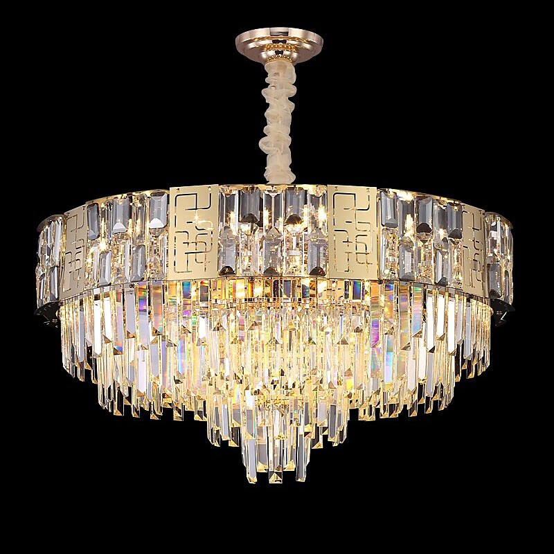 80cm Crystal Chandelier LED Gold Luxury Lantern Desgin Stainless Steel Electroplated