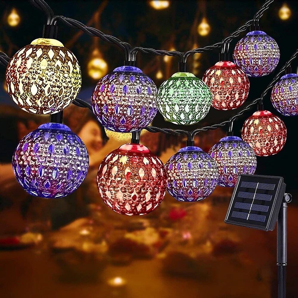 Moraccan Ball Christmas Decor Light Outdoor Solar LED String Lights