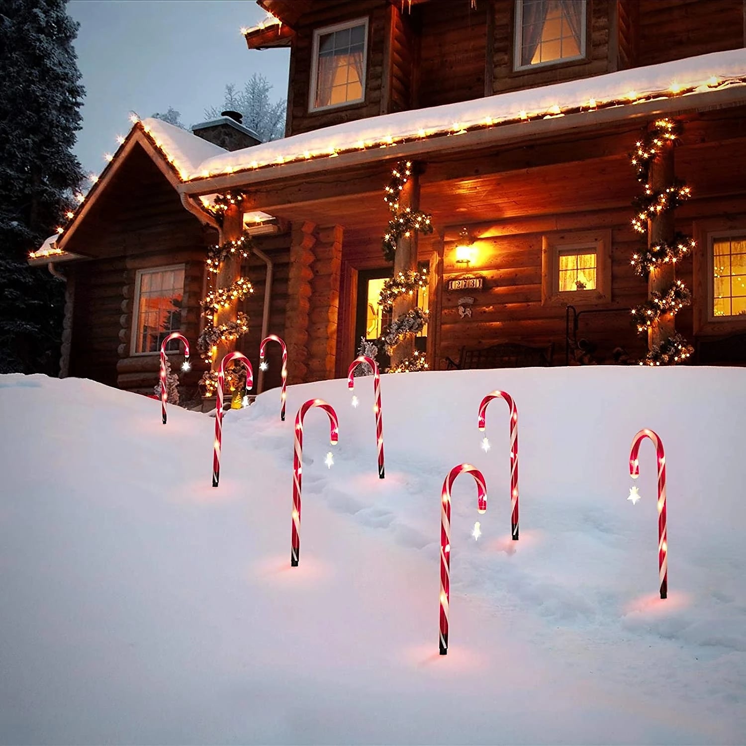 Christmas Candy Cane Lights Outdoor Pathway Markers Solar Lights