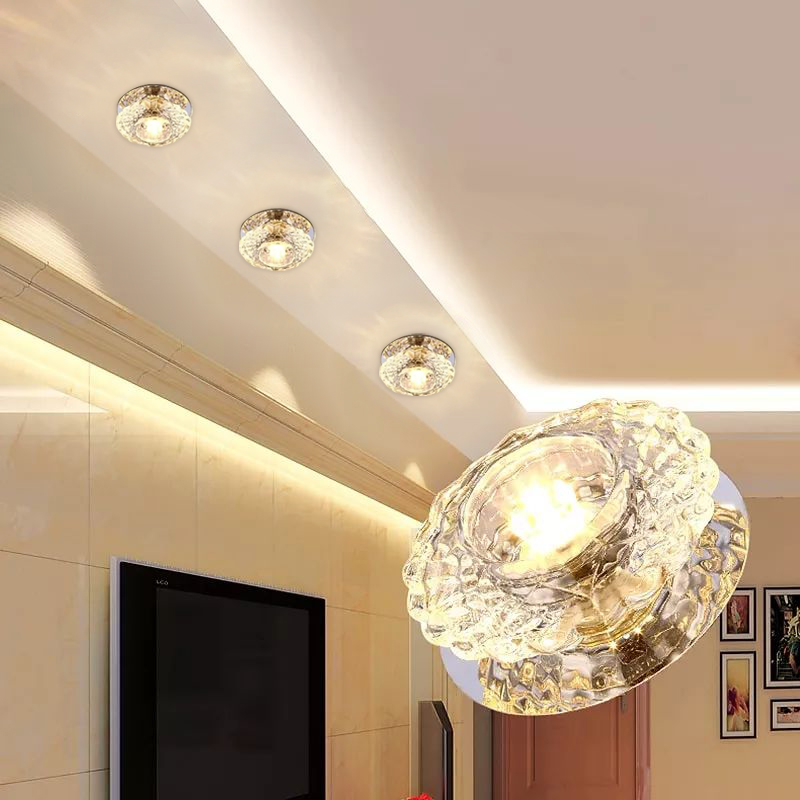 1-Light 10cm LED Crystal Ceiling Light Flush Mount Lights Porch Light Corridor Lamp Aisle Light 110-240V