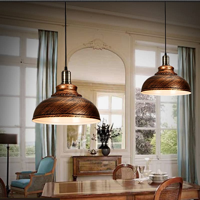 Pendant Lighting, Metal Rustic Vintage Farmhouse Ceiling Lamp, Hanging Light Fixtures with E26 Base, Industrial Black Pendant Lights for Hallway Kitchen Island Dining Room Living Room