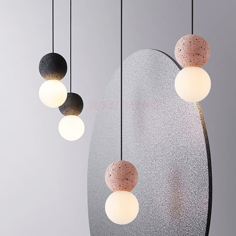 10 cm Double Ball Pendant Light Modern Glass and Terrazzo Globe Painted Finishes 1 Light Creative LED Hanging Light Nordic Style 220-240V