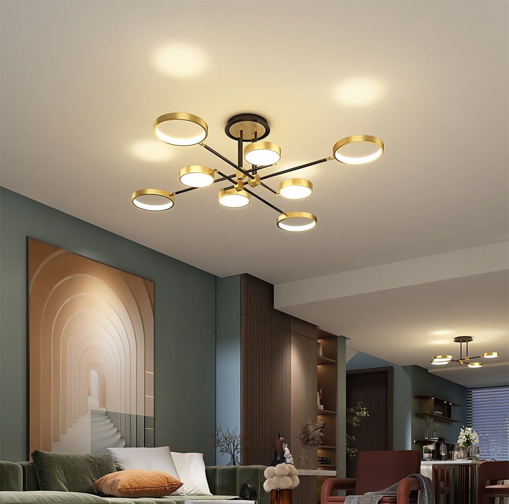 LED Ceiling Light Dimmable Light Black Gold Circle Design 75 cm Flush