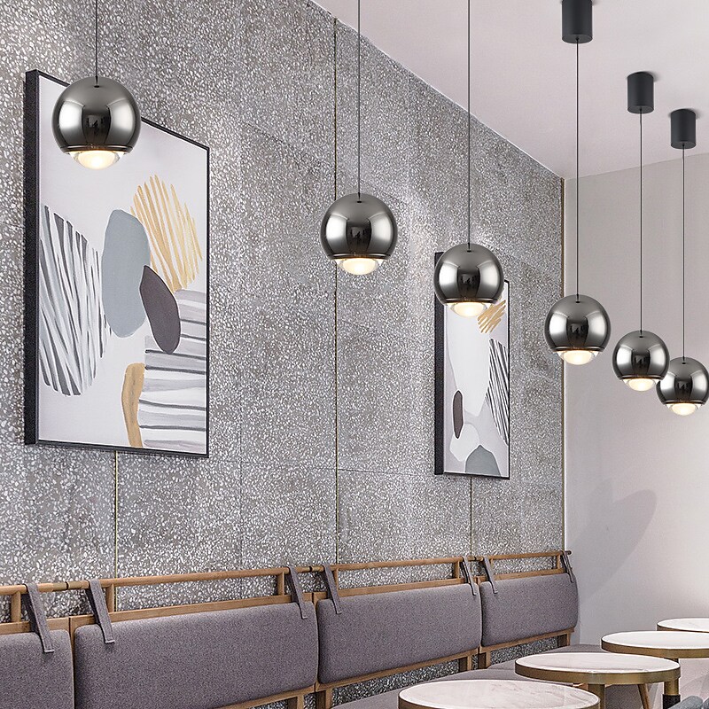 10cm Nordic Style Pendant Light LED Island Lights Cord Adjustable Single Design Aluminum Black Restaurant Bar Bedroom Bedside