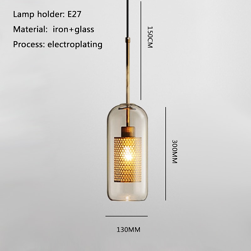 30 cm Single Design Pendant Light LED Modern Nordic Style Glass Cylinder Electroplated Lsland Lights Shops / Cafes Dining Room Lights Gift for Family Friends 110-120V 220-240V