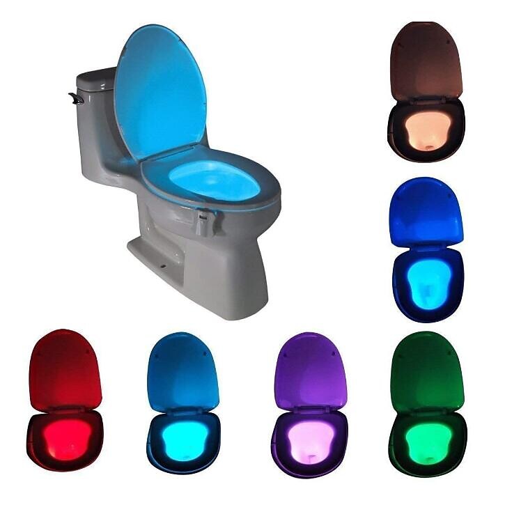 LED Toilet Seat Night Light Bathroom Bowl Motion Activated Detection Sensor