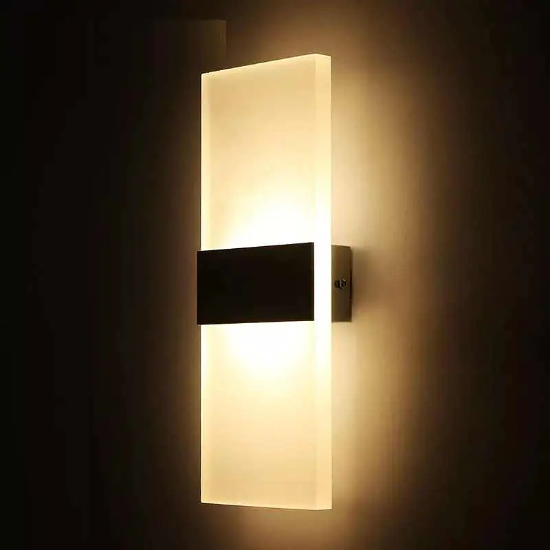 1-Light LED Wall Sconce Rectangle Wall Lighting  Acrylic Contemporary Hallway Lighting 110-220V