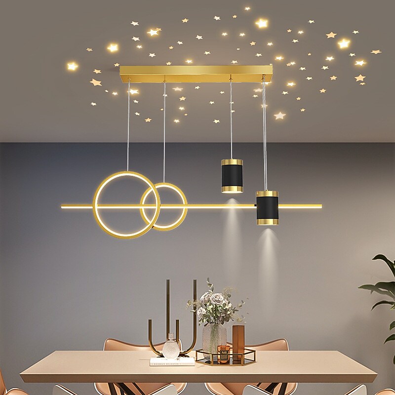 Simple Modern LED Pendant Light Chandelier Designer Projection Star Moon Light Restaurant Table Bar