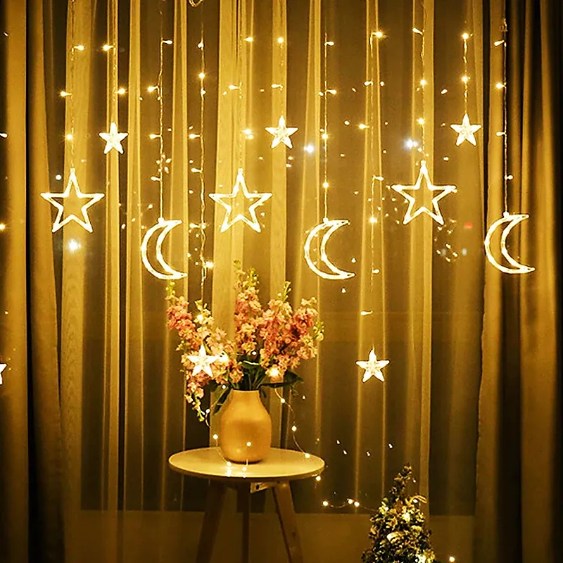 Moon Star LED Curtain Lights Ramadan Eid Lights