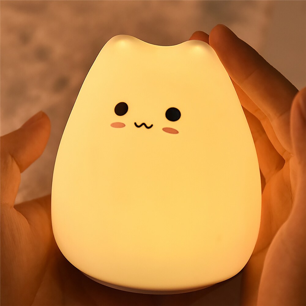 Cartoon Children Night Light Silicone Bedside Lamp RGB Touch Sensor USB Bedroom Decor Table Lamp Soft Gift Decoration Night Lamp