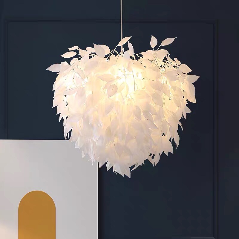60cm LED Pendant Light Dimmable Nordic Leaf Desgin Chandelier Living Room Bedroom Metal Painted Finishes 110-120V 220-240V