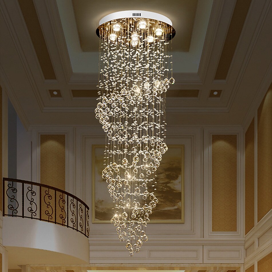 170cm Crystal Chandelier Luxury Lights K9 Spiral European Modern