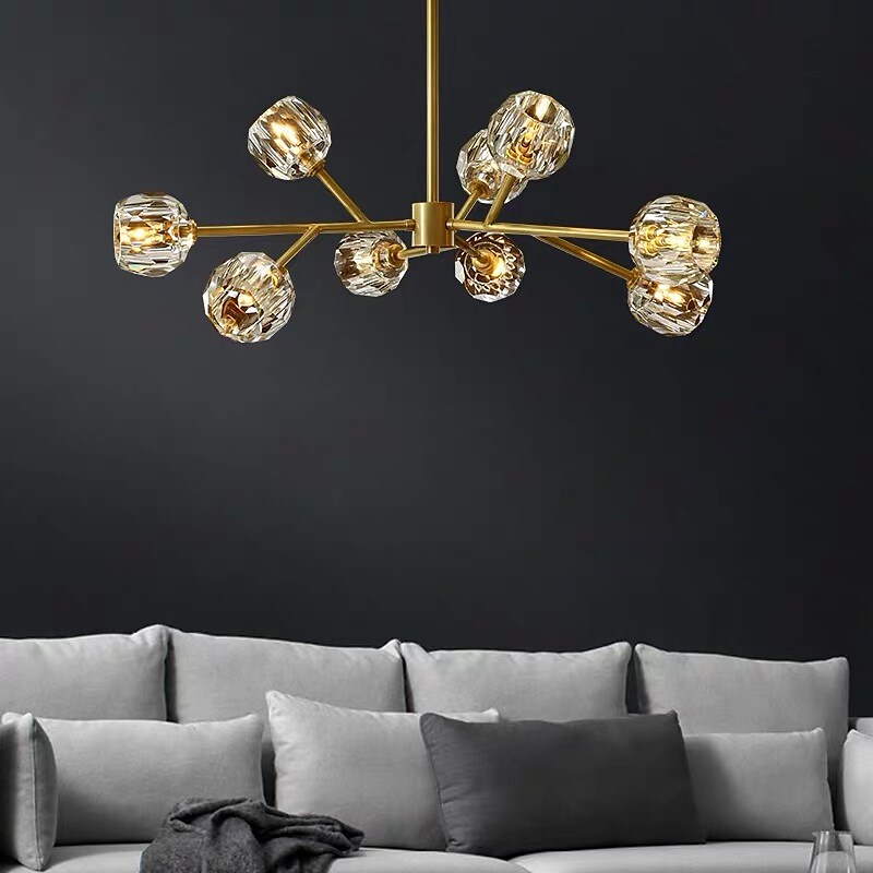 9 Heads 80 cm Gold Ceiling Lights Luxury Chandelier Made of Premium Copper Brass Modern Fashion 110-120V 220-240V
