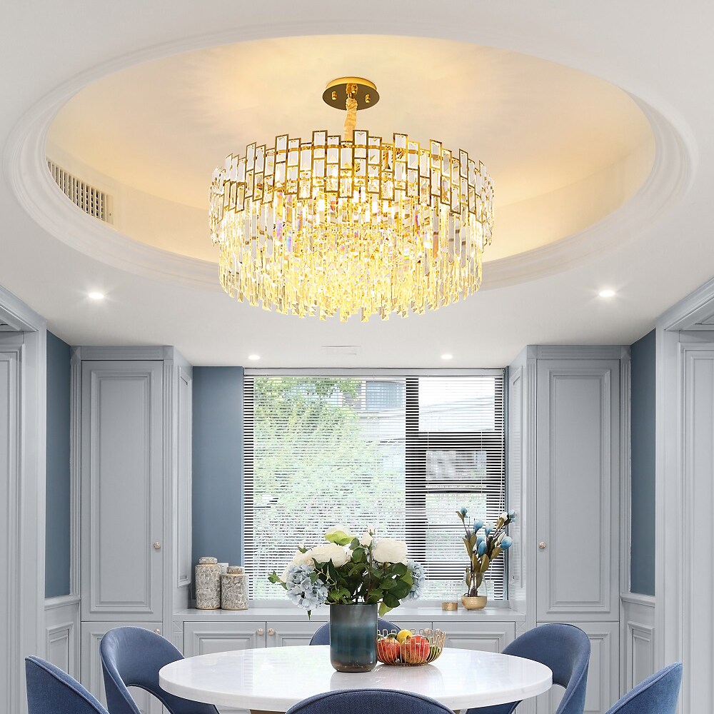 60cm Chandelier Crystal Lamp Round Luxury Home Bedroom Lighting Dining Room 220-240V