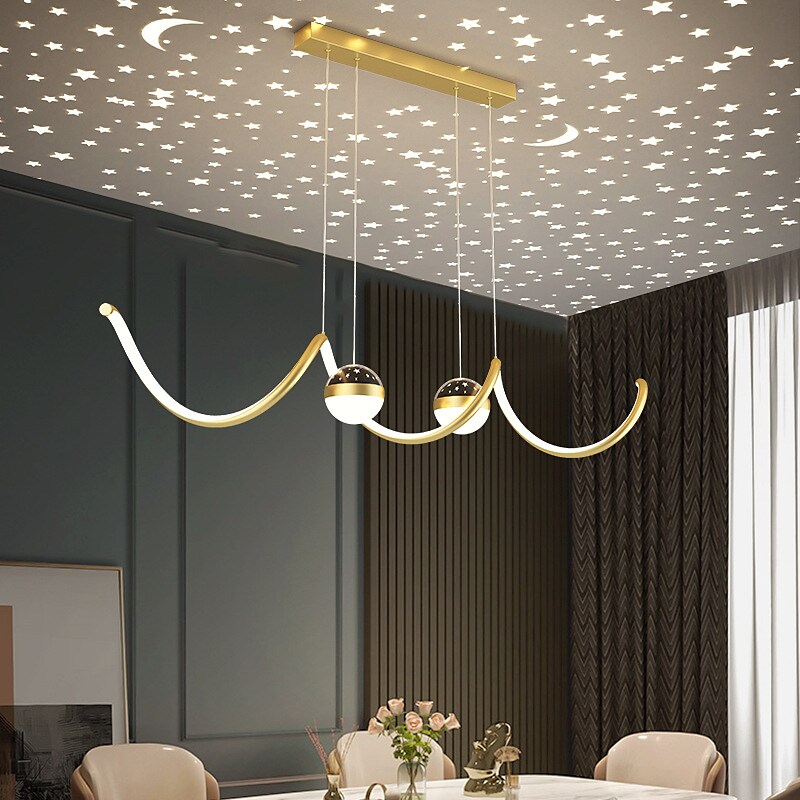 LED Pendant Light Projection Light Moon Star Restaurant Chandelier Modern Creative Personalized Lamp Nordic Bar Cafe