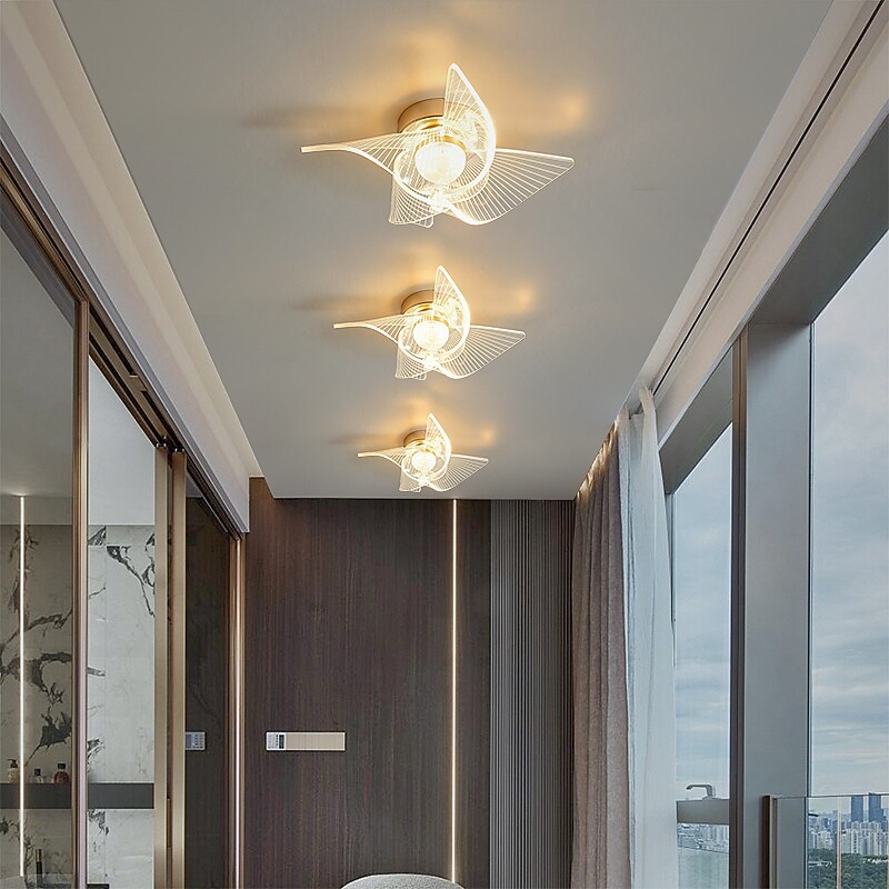 Ceiling Light 25cm Glass Metal LED Flush Mount Lights Metal Modern Style Painted Finishes for Corridor 110-240V