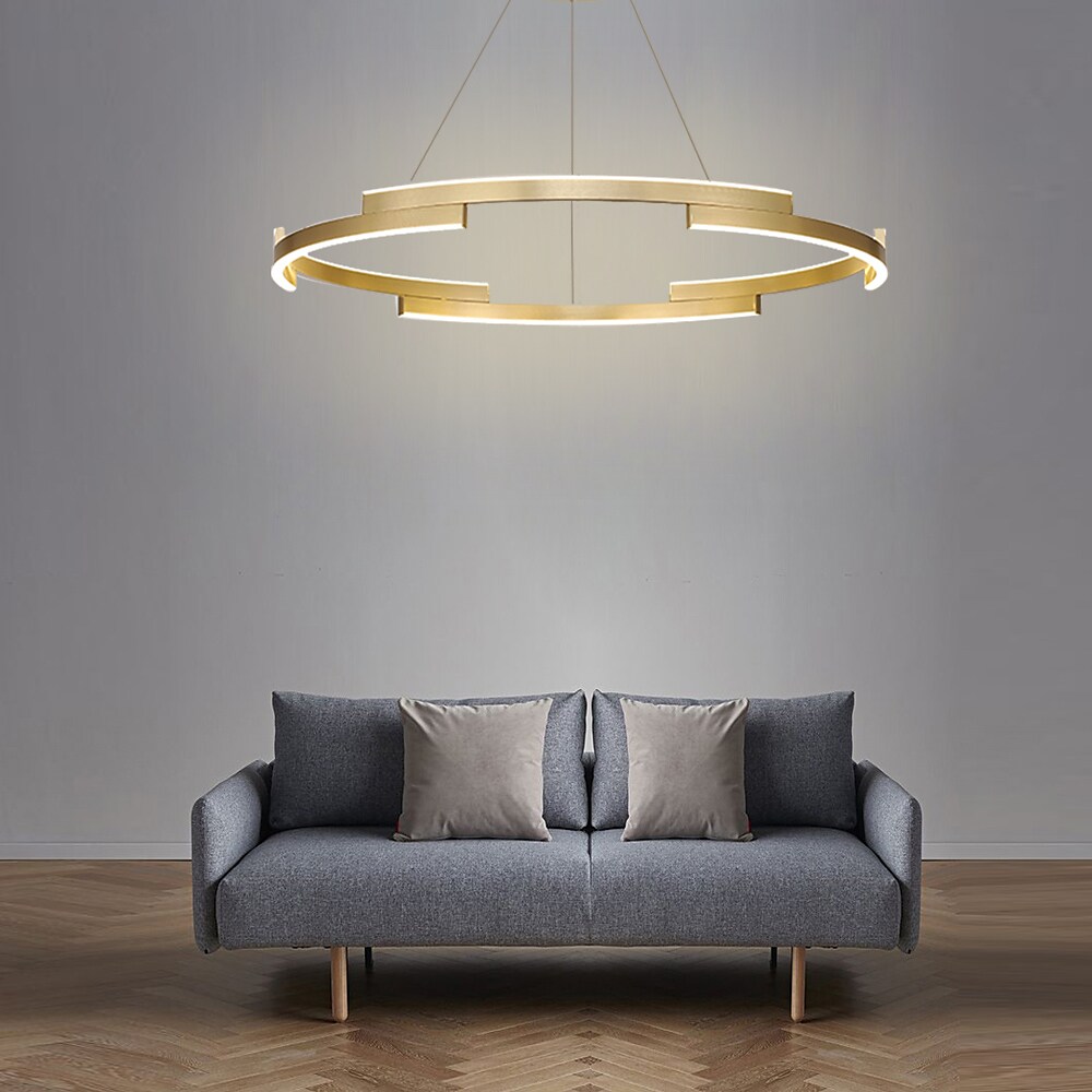 80cm LED Circle Pendant Light Gold Luxury Chandelier Aluminum Anodized