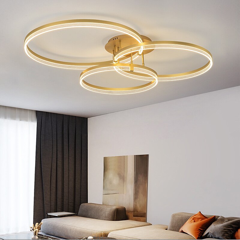 LED Ceiling Light 30+40+50cm 3-Light Ring Circle Design Dimmable Aluminum Painted Finishes Luxurious Modern Style Dining Room Bedroom Pendant Lamps 110-240V ONLY DIMMABLE WITH REMOTE CONTROL