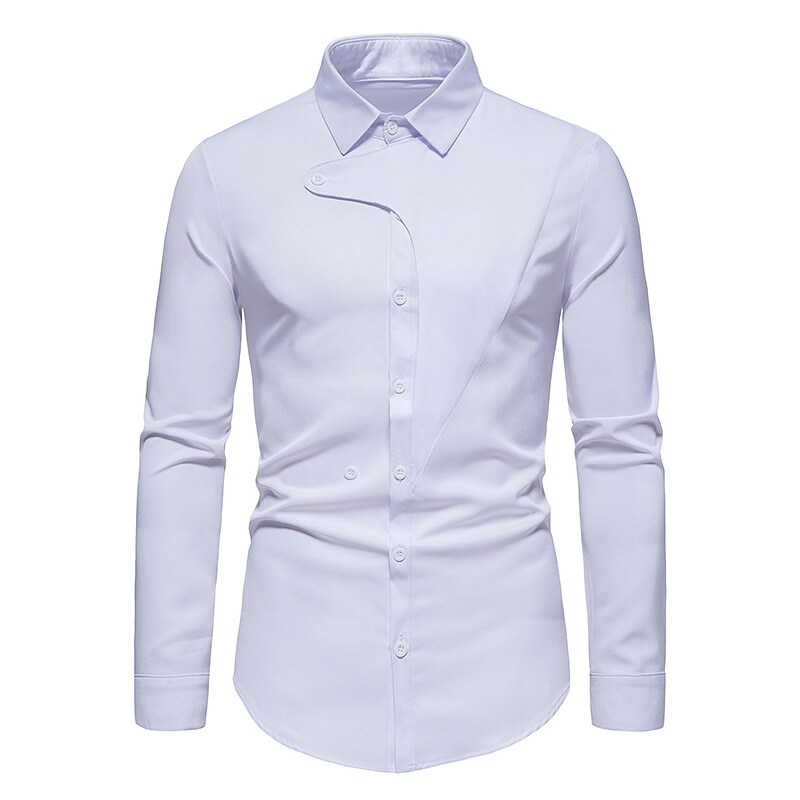 Men's Shirt Solid Color Turndown Casual Daily Long Sleeve Tops Casual Sports White Black 9006920