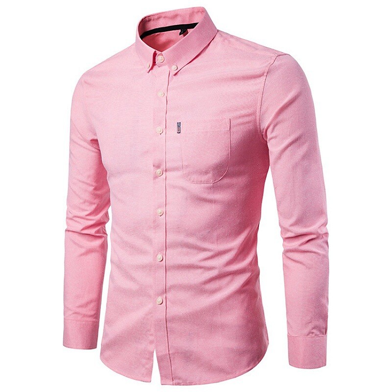 Men's Shirt Solid Color Turndown Casual Daily Long Sleeve Tops Casual Sports Light Pink Sea Blue Blue 9006919