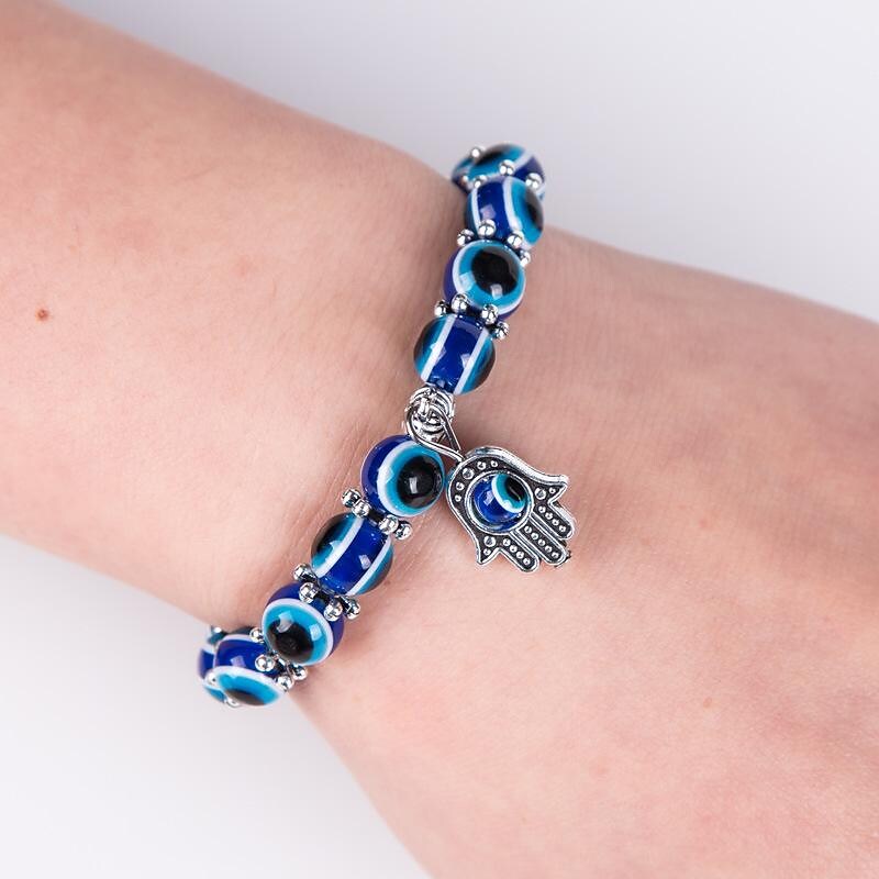Vintage Blue Eyes Fatima Bracelet Evil Eye Beaded Bracelet Ladies Fashion Bracelet 9309056