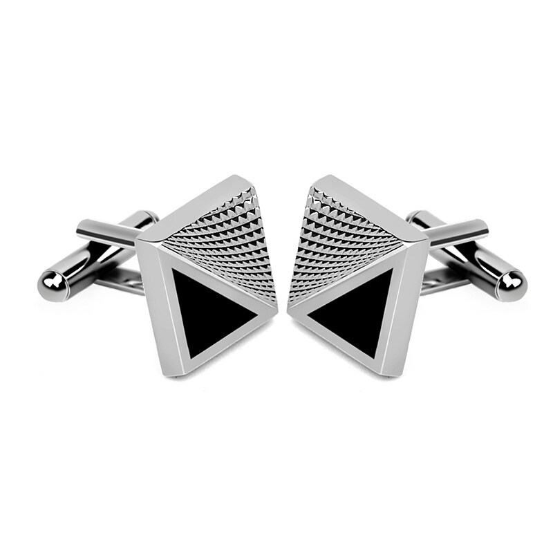 juesj black square cufflinks mens shirt cuff button christmas gifts for men silver plated cuff link (stripe) 8585733