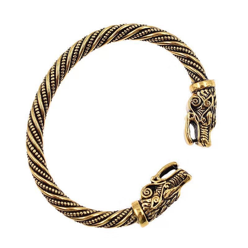 Viking Dragon Head Metal Cuff Bangle Irish Celtic Knot Screw Bracelet 8495694