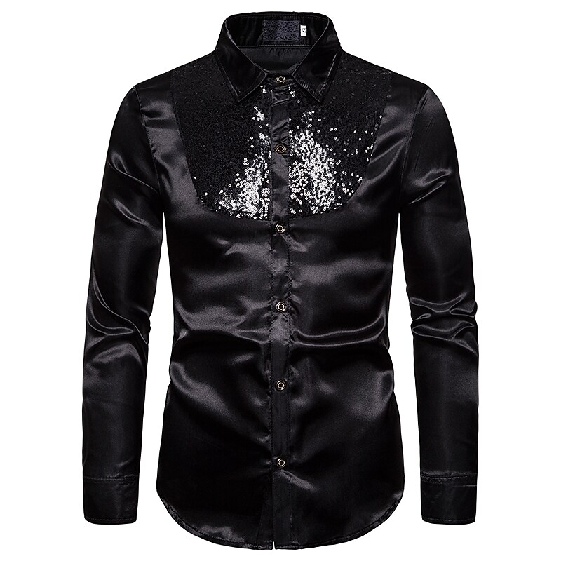 Men's Vintage Shirt Regular Fit Long Sleeve Square Neck Solid Color Cotton Blend Black Purple Gold 2022 9367511