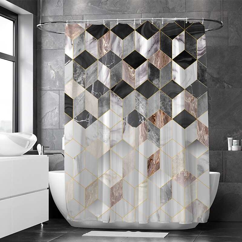 Shower Curtain With Hooks Suitable For Separate Wet And Dry Zone Divid