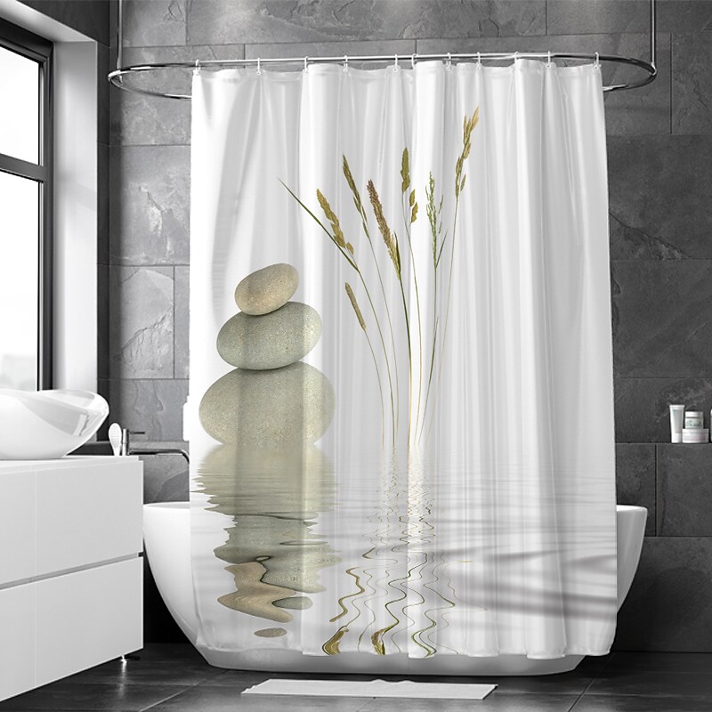Shower Curtain With Hooks Suitable For Separate Wet And Dry Zone Divid