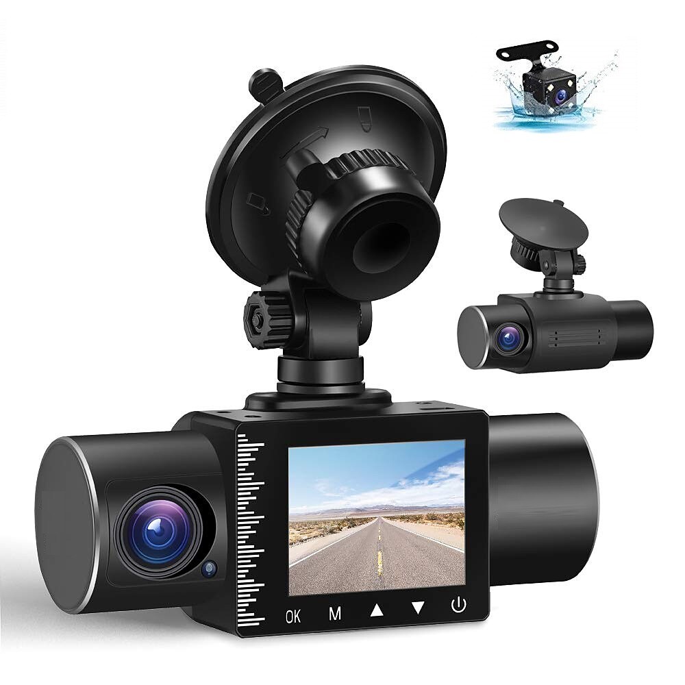 3 Channel Dash Cam Front and Rear Inside 1080P Dash Camera